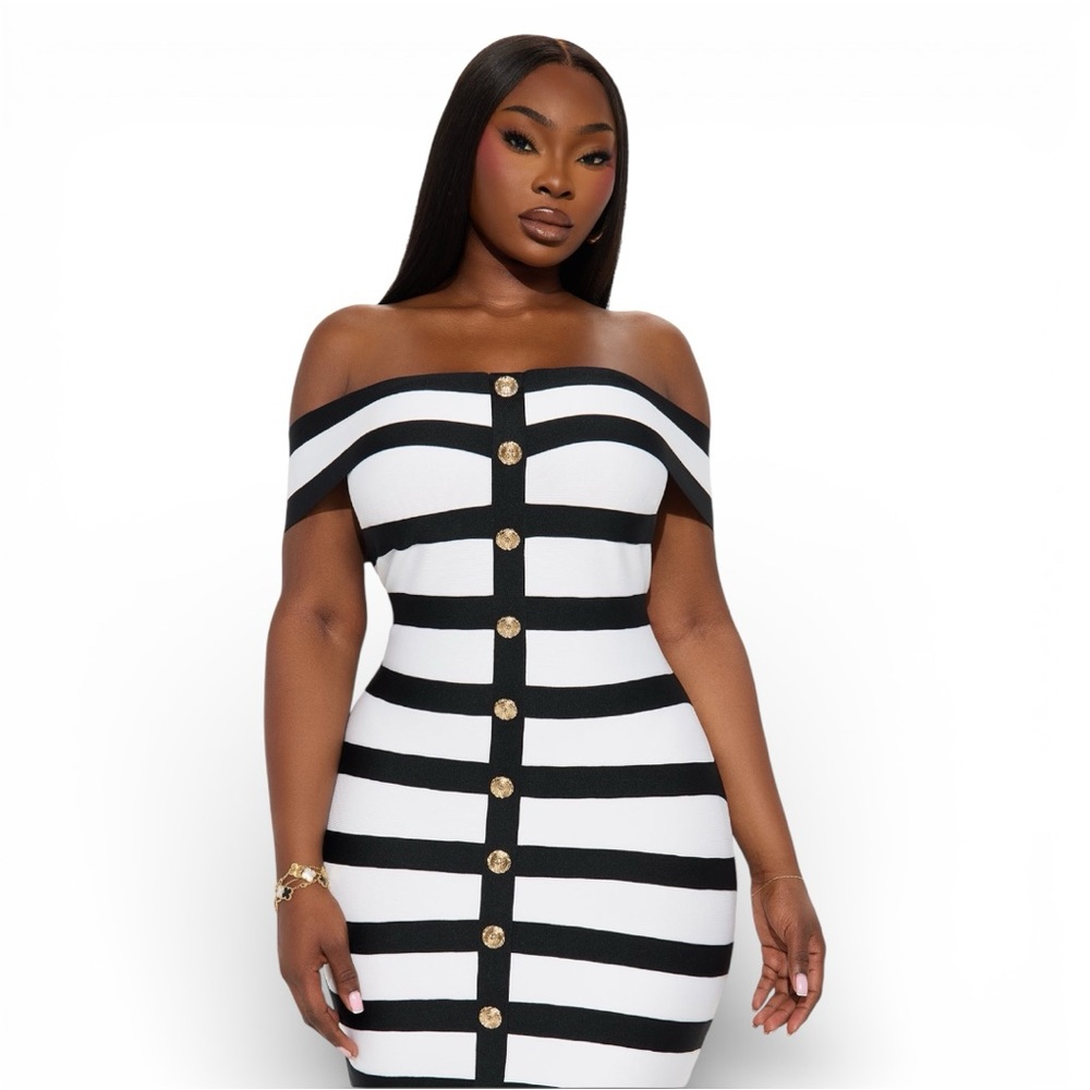 Zaria Striped Bandage Midi Dress - XS - Picture 4 of 8